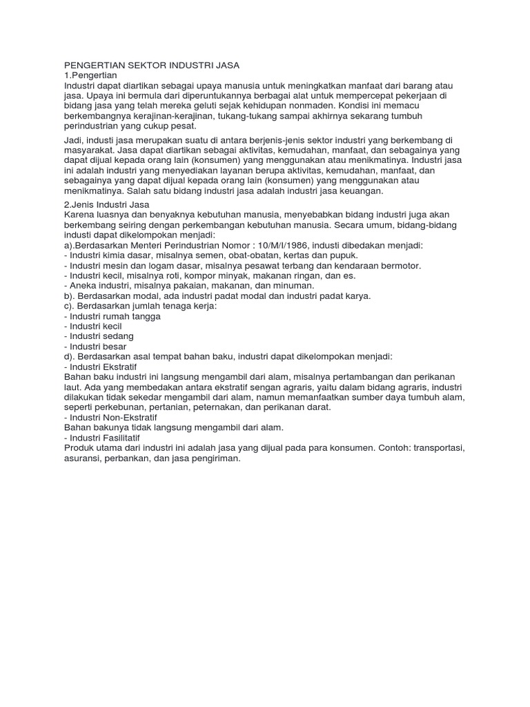 Pengertian Sektor Industri Jasa Pdf