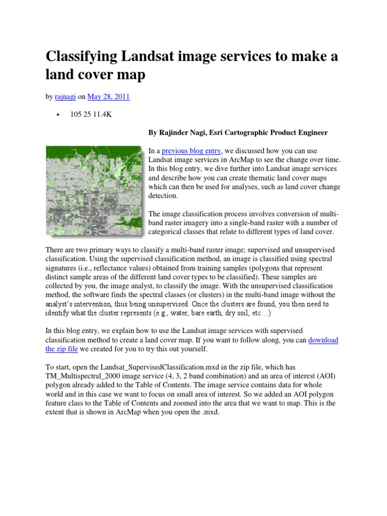 Classifying Landsat Image Services To Make A Land Cover Map – AFML