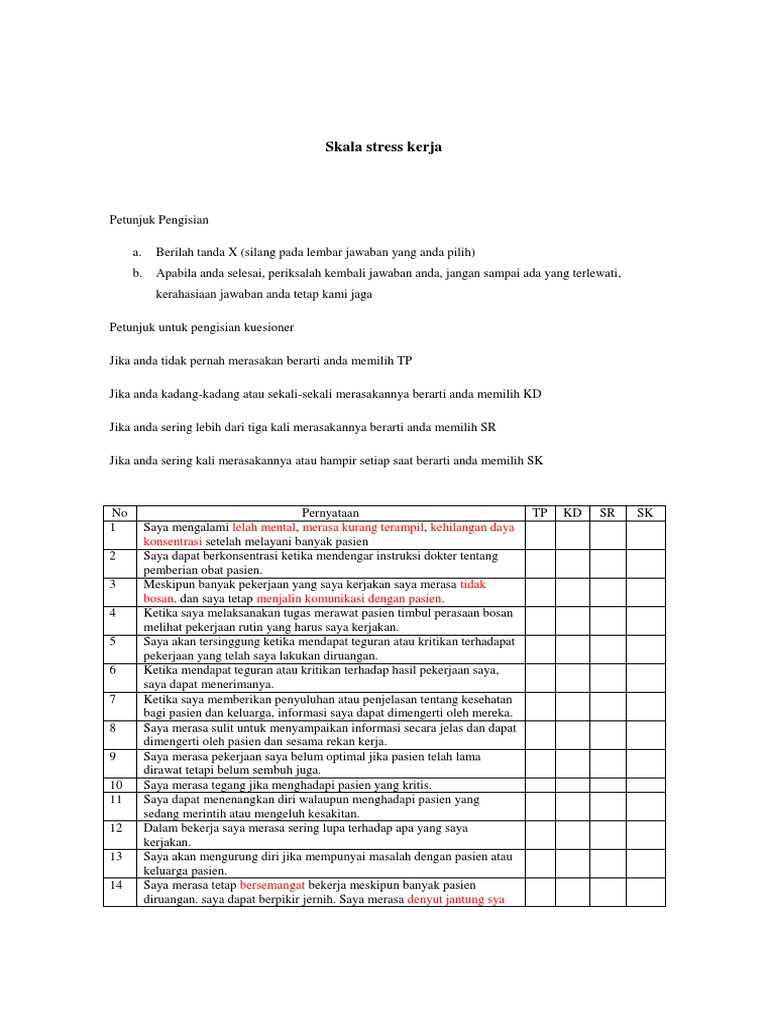 Skala Stress Kerja | PDF