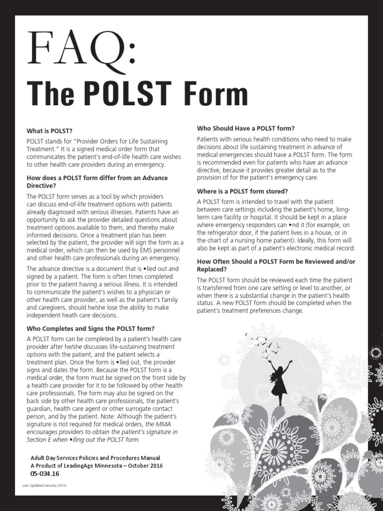The POLST Form: What Is POLST? Who Should Have A POLST Form? | PDF ...