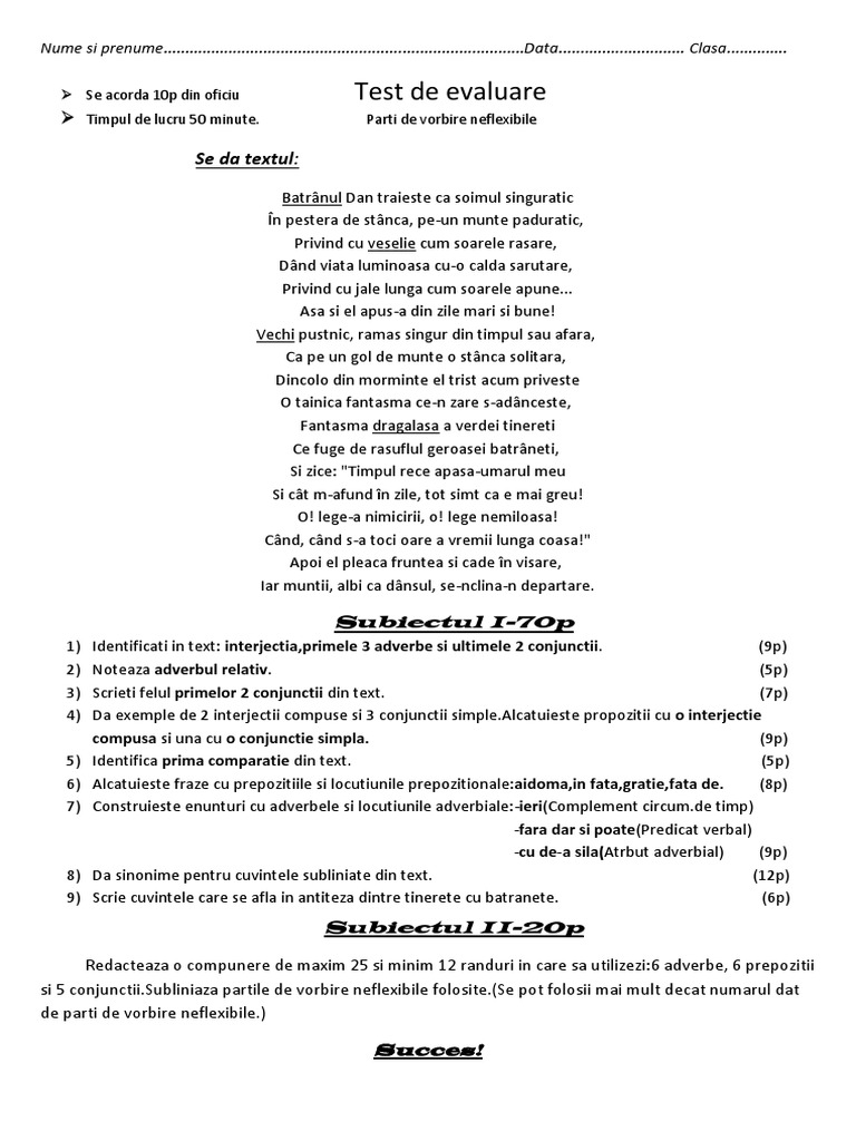 10 Test Romana | PDF