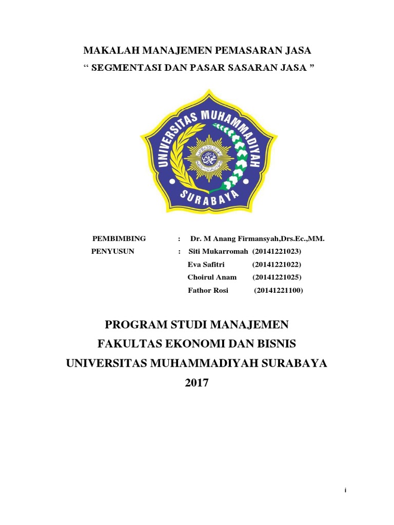 Cover Makalah Manajemen Pemasaran Jasa Docx