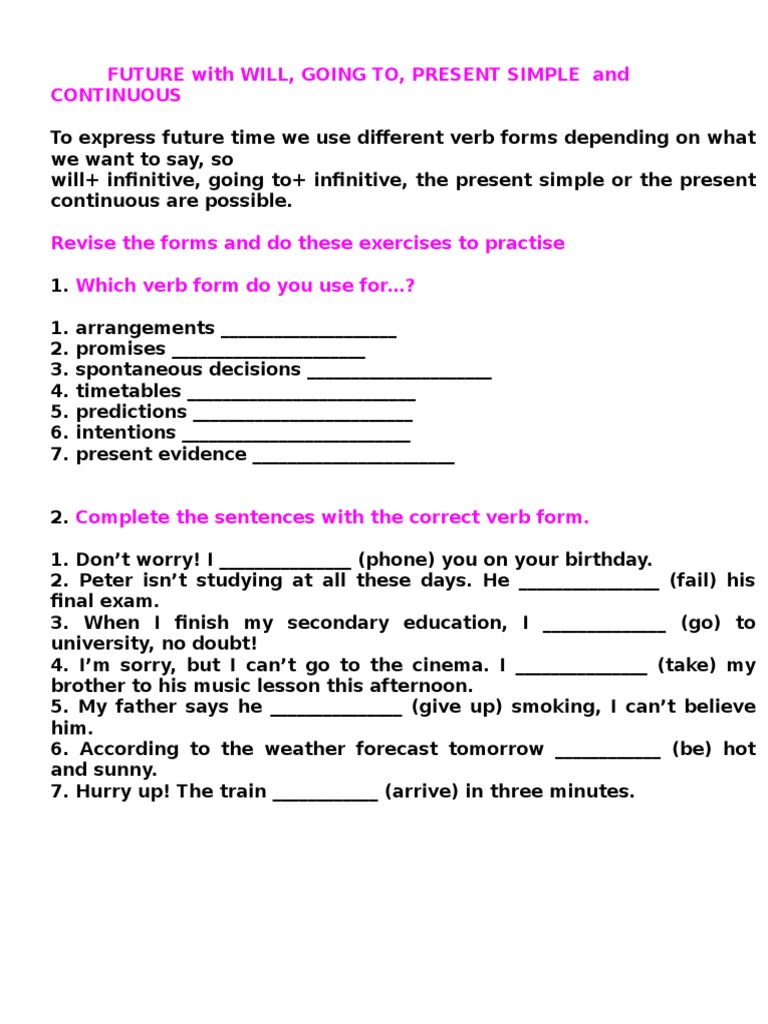 GOING TO VS PRESENT CONTINUOUS EXERCISES PDF intelligence overview