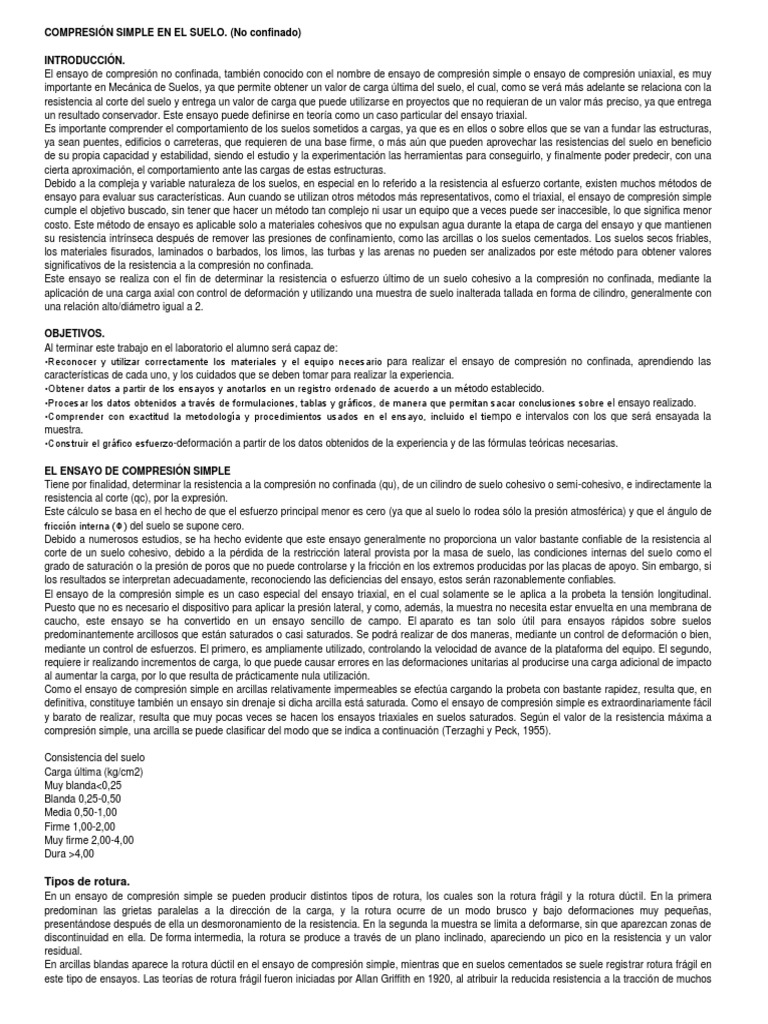 Ensayo de Compresión Simple en Suelos | PDF | Balanza | Medición