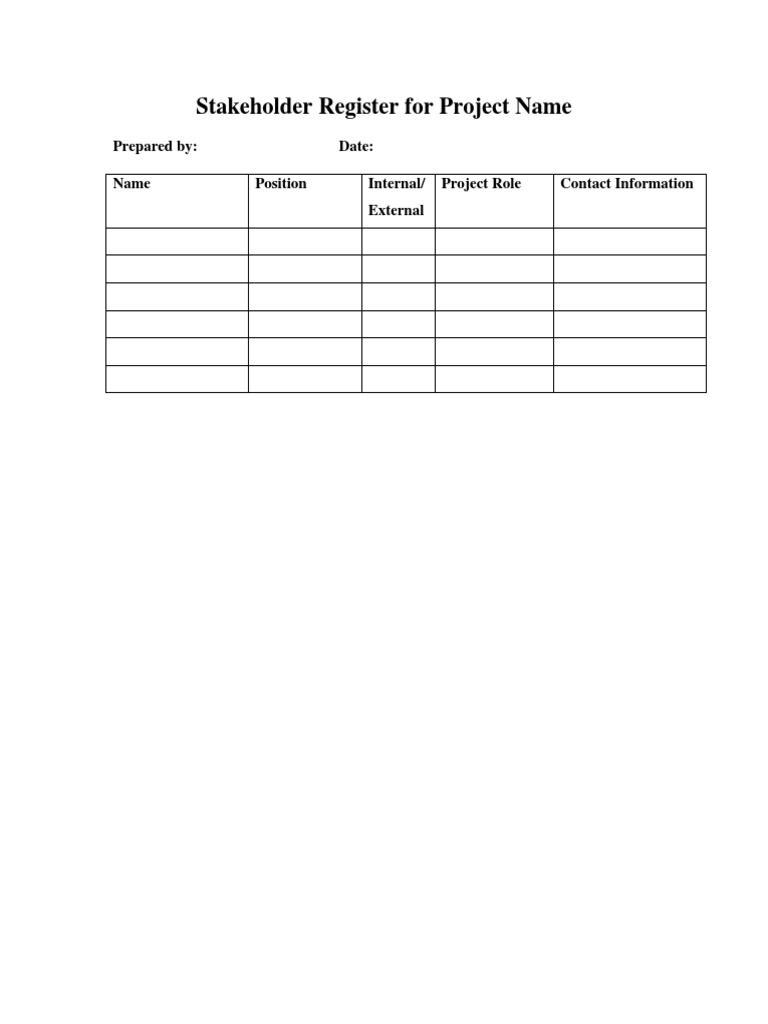 Project Stakeholder Register Template | PDF | Law | Computers