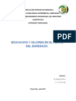 Educacion y Valores en El Perfil Del Egresado