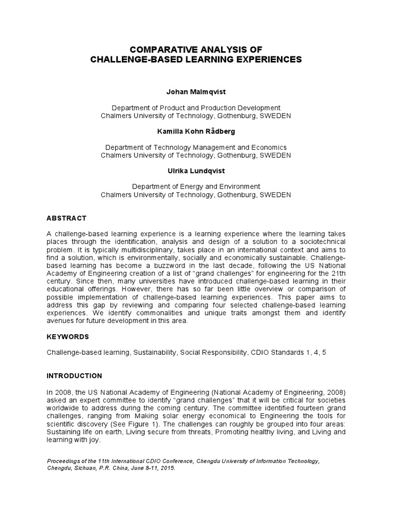 Comparative Analysis of Challenge-Based Learning | PDF | Sustainability ...