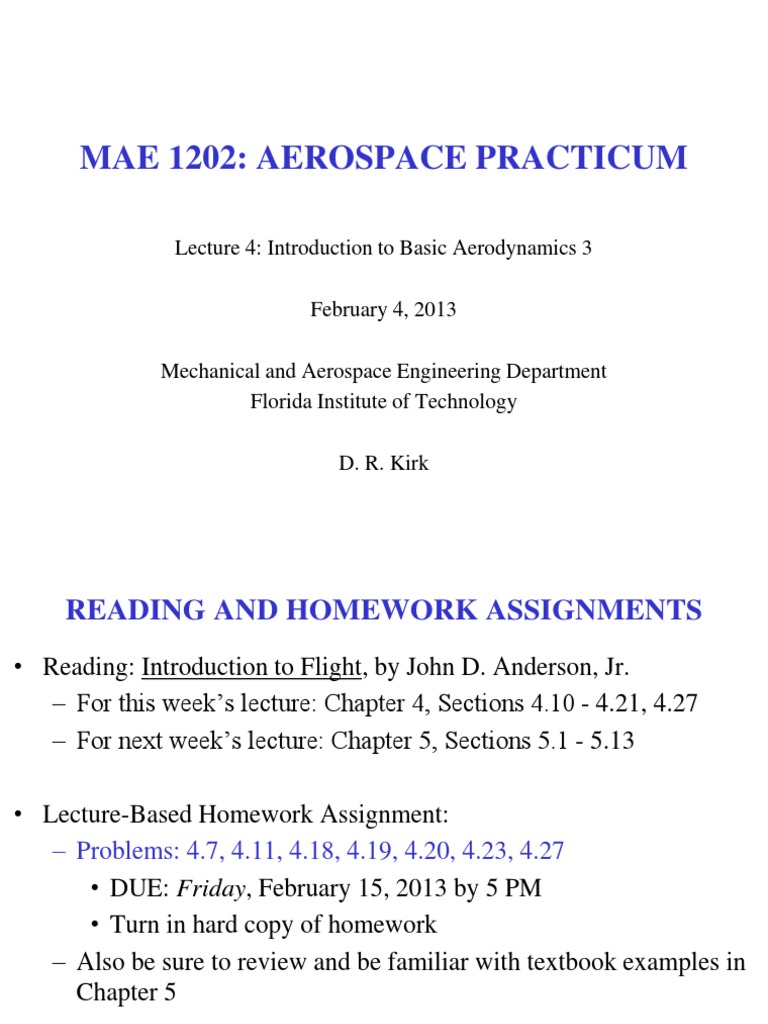 Mae 1202: Aerospace Practicum: Lecture 4: Introduction To Basic ...