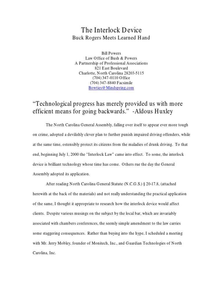 The Interlock Device | PDF | Driving Under The Influence | Lung