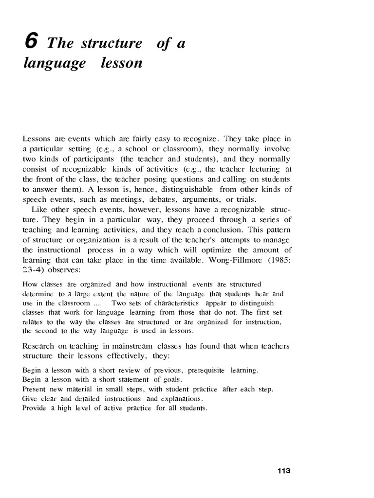 Reflective Teaching in Second Language Classrooms Chap 6 The Structure ...