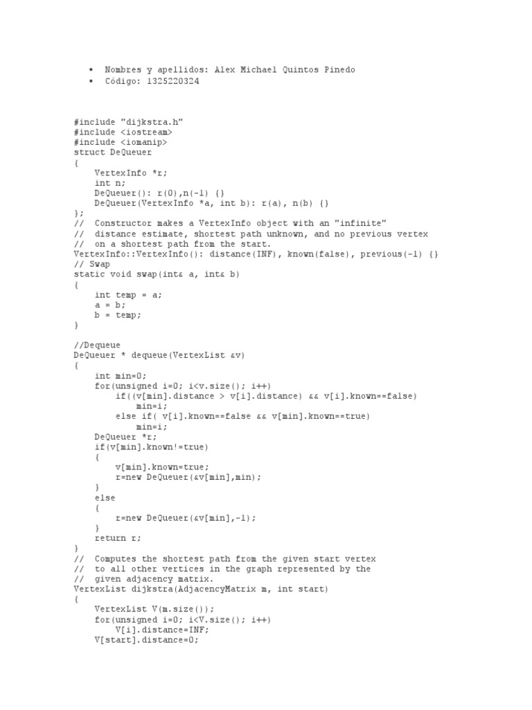Dijkstra Algorithm Implementation | PDF | Graph Theory | Areas Of ...