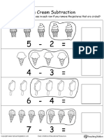 Ice Cream Kindergarten Subtraction Worksheet