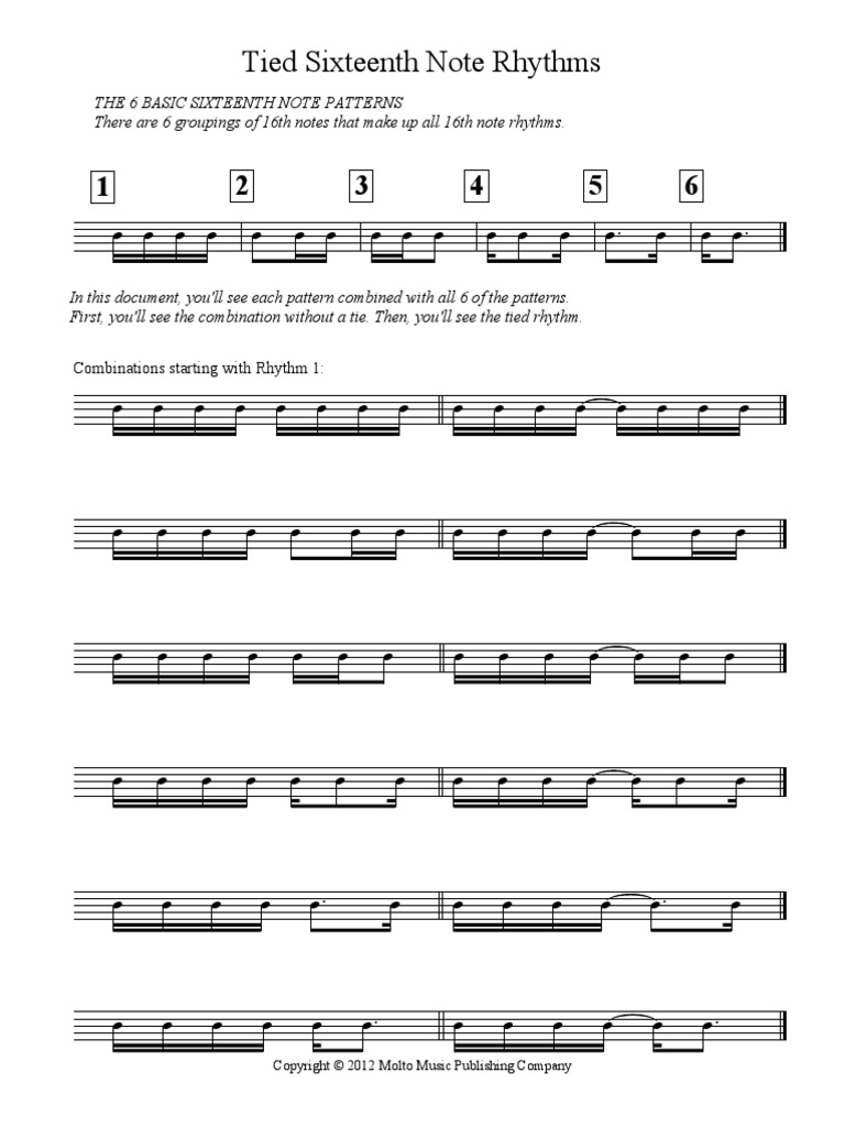 16th Notes Tied Rhythms Musical Forms Rhythm And Meter
