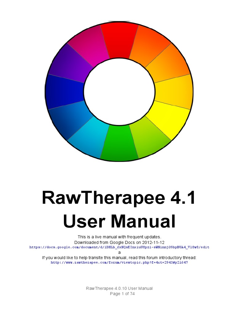 Rawtherapee Manual Pdf Pdf Raw Image Format Color Balance