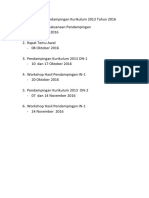 Jadwal Kegiatan Pendampingan Kurikulum 2013 Tahun 2016