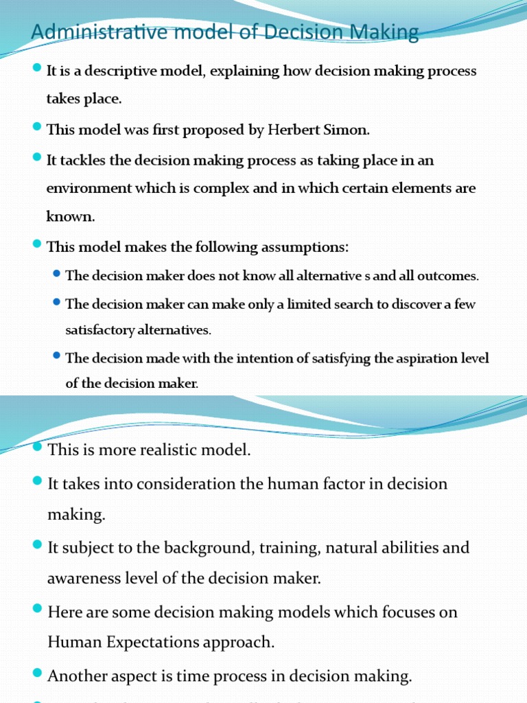 Administrative Decision Making Model Explained | PDF | Self-Improvement