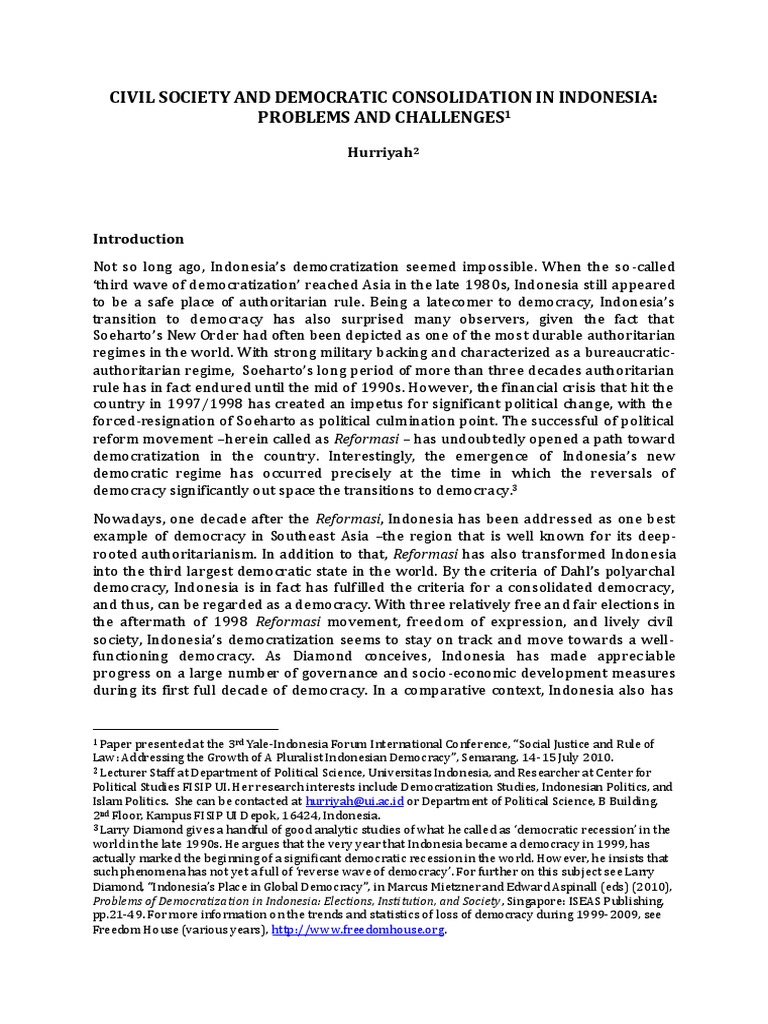 Civil Society's Role in Indonesia's Democracy | PDF | Civil Society ...