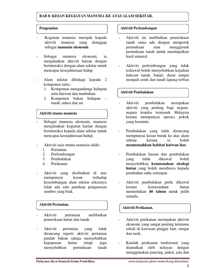 Nota Geografi Tingkatan 1 Bab 8