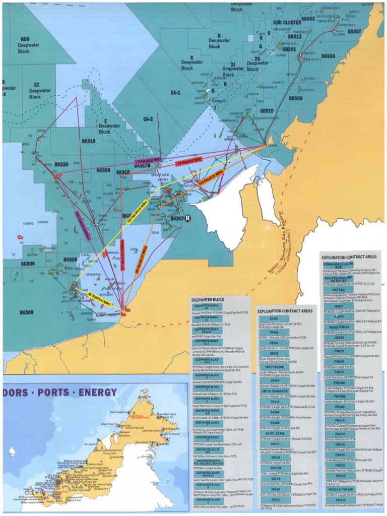 Map Oil & Gas Bintulu - Labuan | PDF