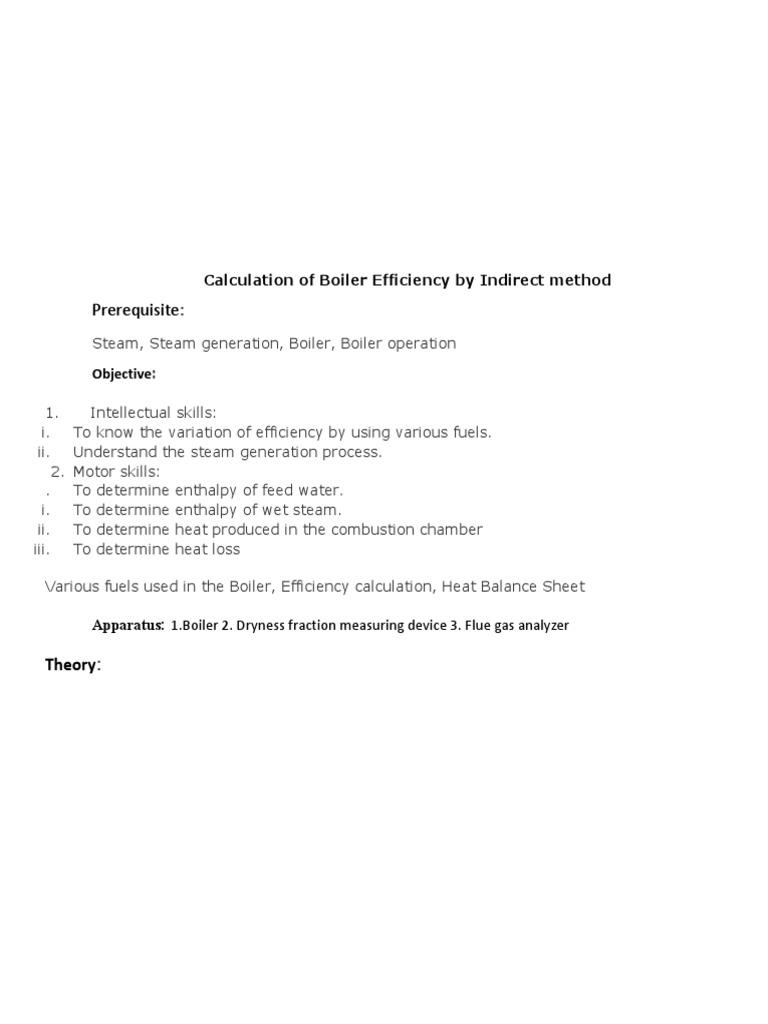 Indirect Method for Boiler Efficiency Calculation | PDF | Boiler | Humidity