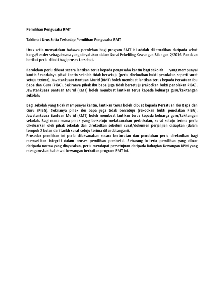 Contoh Surat Amaran Kepada Pengusaha Kantin