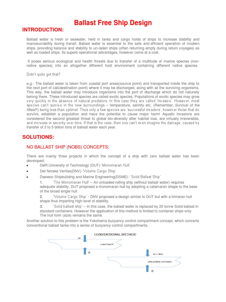 Ballast Free Ship Design PDF Ships Invasive Species