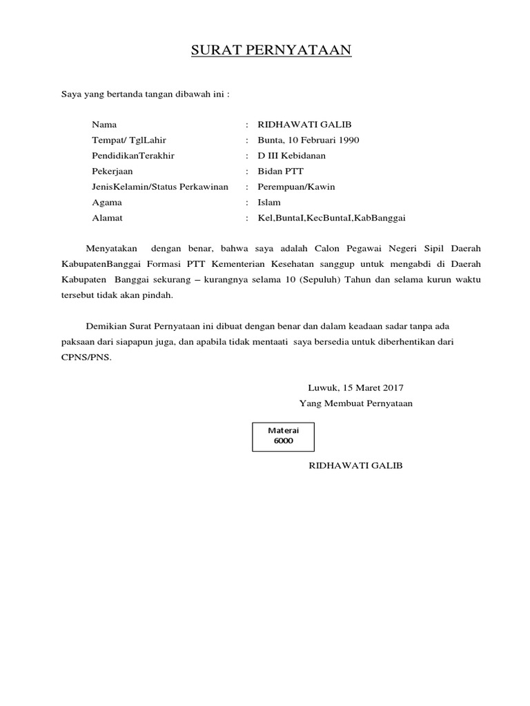 Surat Pernyataan 5 Point