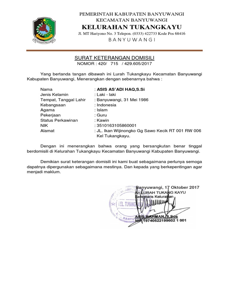 Surat Keterangan Domisili