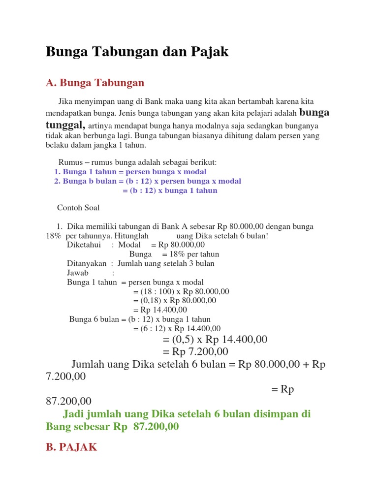 Bunga Tabungan Dan Pajak