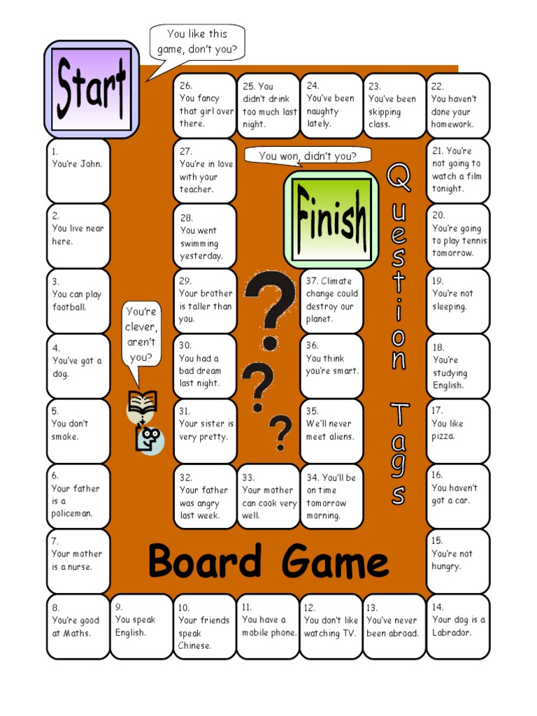 Board Game Question Tags Fun Activities Games Games 8799 PDF Leisure