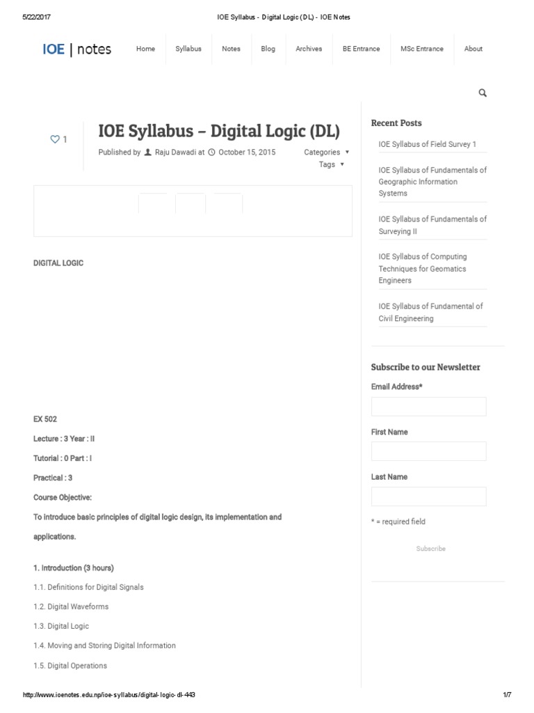 IOE Syllabus Digital Logic (DL) IOE Notes PDF Logic Gate