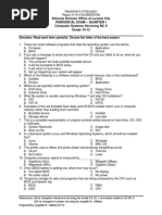 Schools Division Office of Lucena City Periodical Exam - Quarter I Computer Systems Servicing NC II Grade 10-12