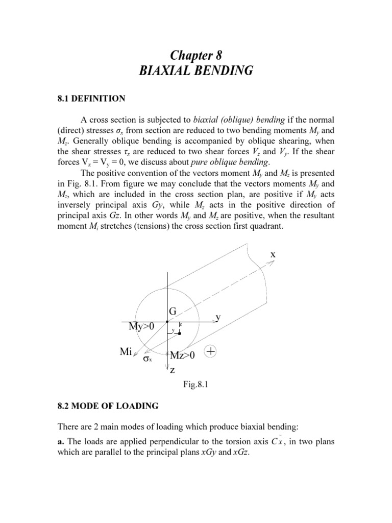 Biaxial Bending: Equations for Normal Stresses in Oblique Bending | PDF ...