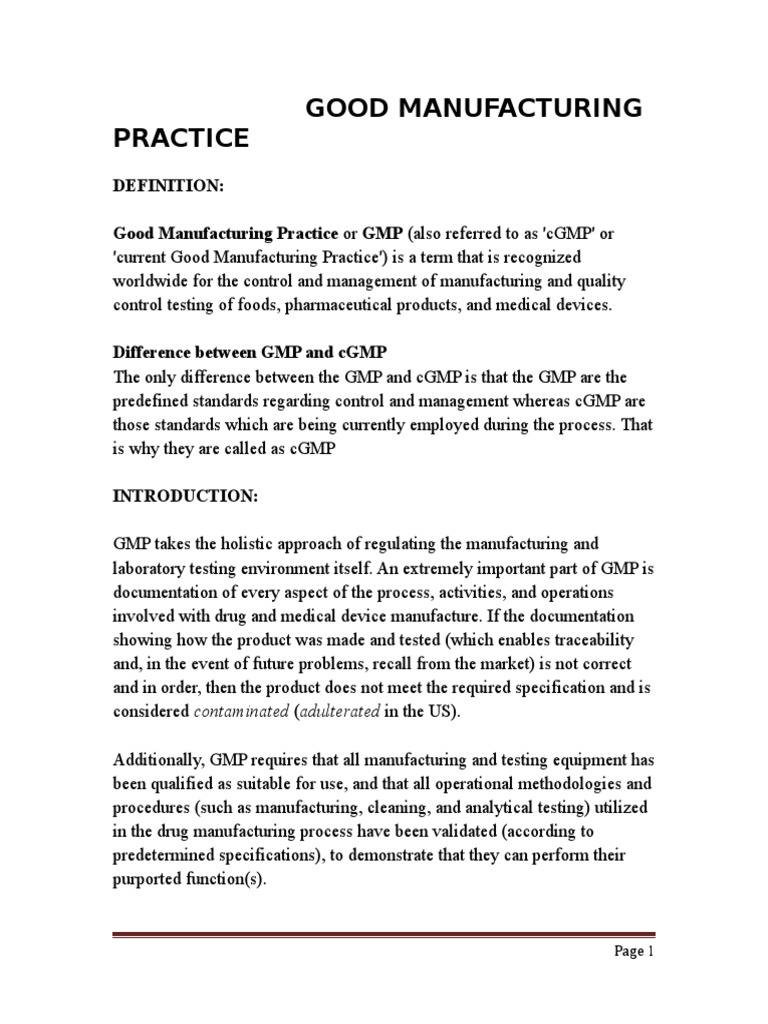 Understanding GMP and cGMP Standards | PDF | Packaging And Labeling ...