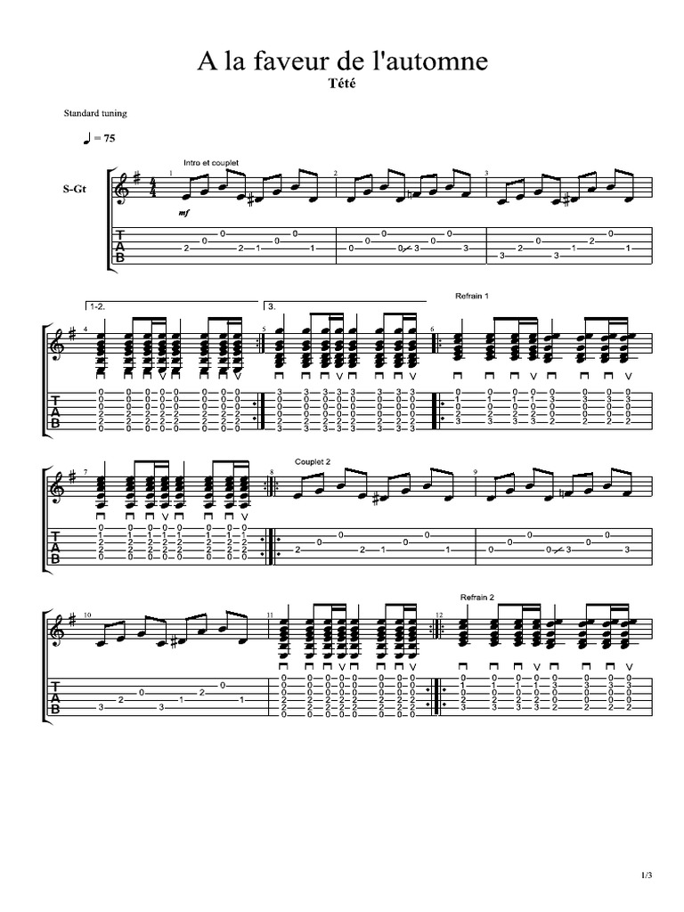 Tete A La Faveur De L Automne Tablature A La Faveur de L'automne | PDF