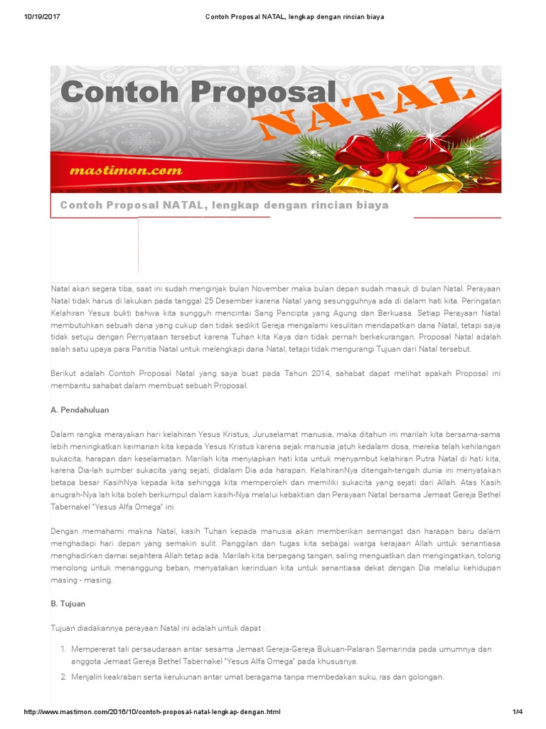 Contoh Proposal NATAL, Lengkap Dengan Rincian Biaya