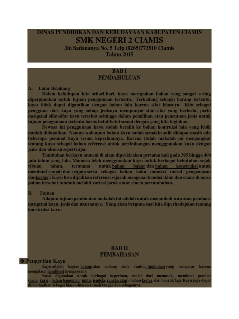 Makalah Tentang Kayu Sebagai Bahan Bangunan Sekilas Bahan