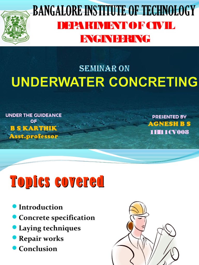 Underwater Concrete Properties, Placement Techniques and Repair Works