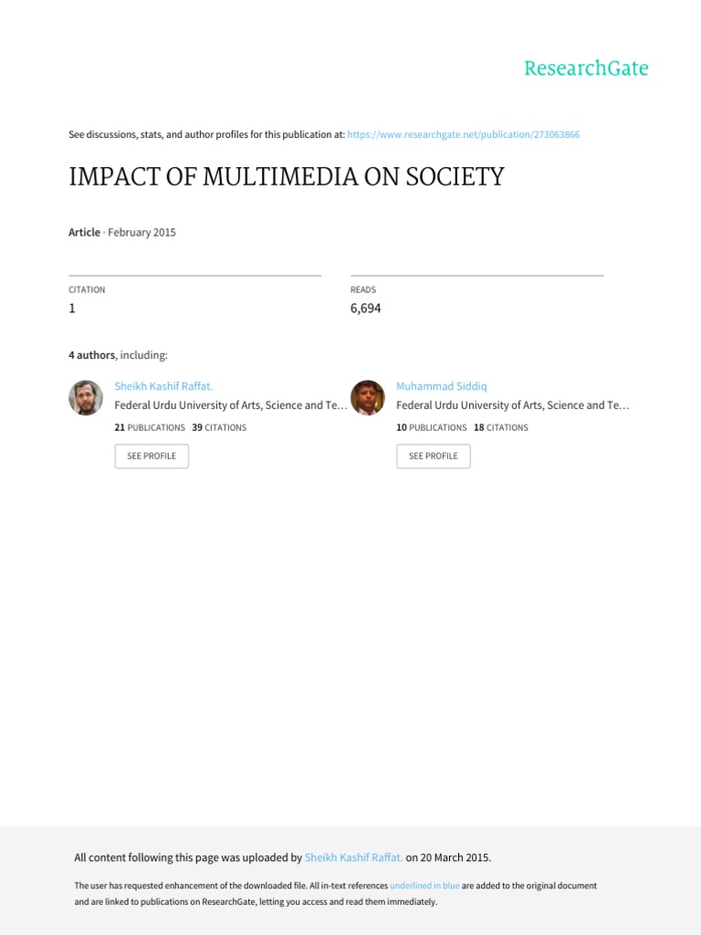 Multimedia's Impact on Society | PDF | Media (Communication) | Information