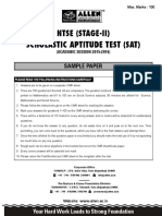 NTSE Sample Paper SAT Paper PDF