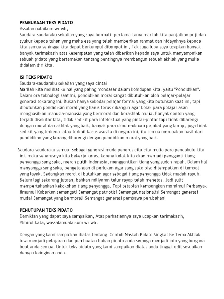 Pembukaan Teks Pidato