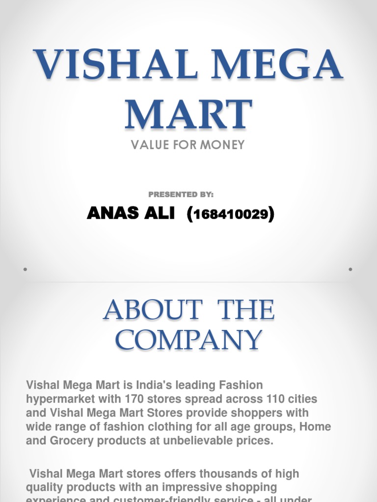 Vishal Mega Mart Ppt Retail Marketing