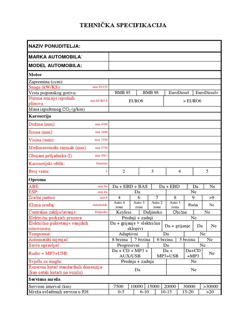 Tehnička Specifikacija | PDF
