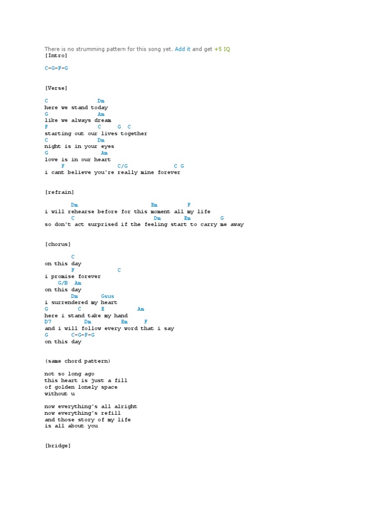On this day lyrics and chords pdf refrain song forms