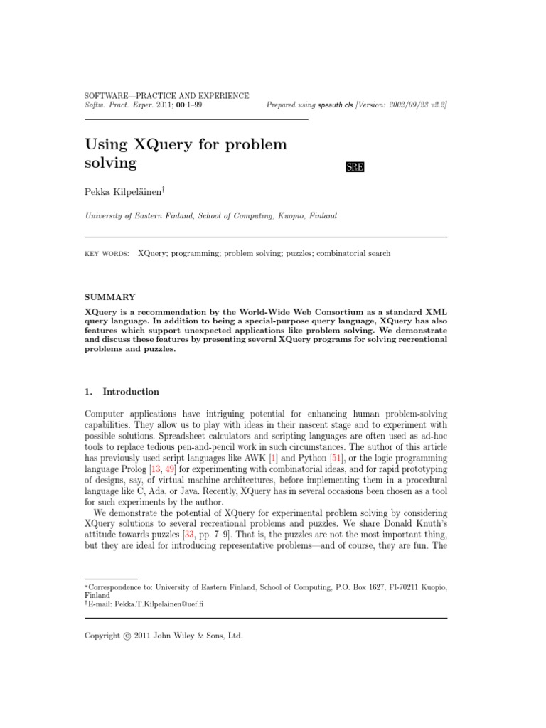 Using Xquery For Problem Solving: Pekka Kilpel Ainen | PDF | X Path | Xslt