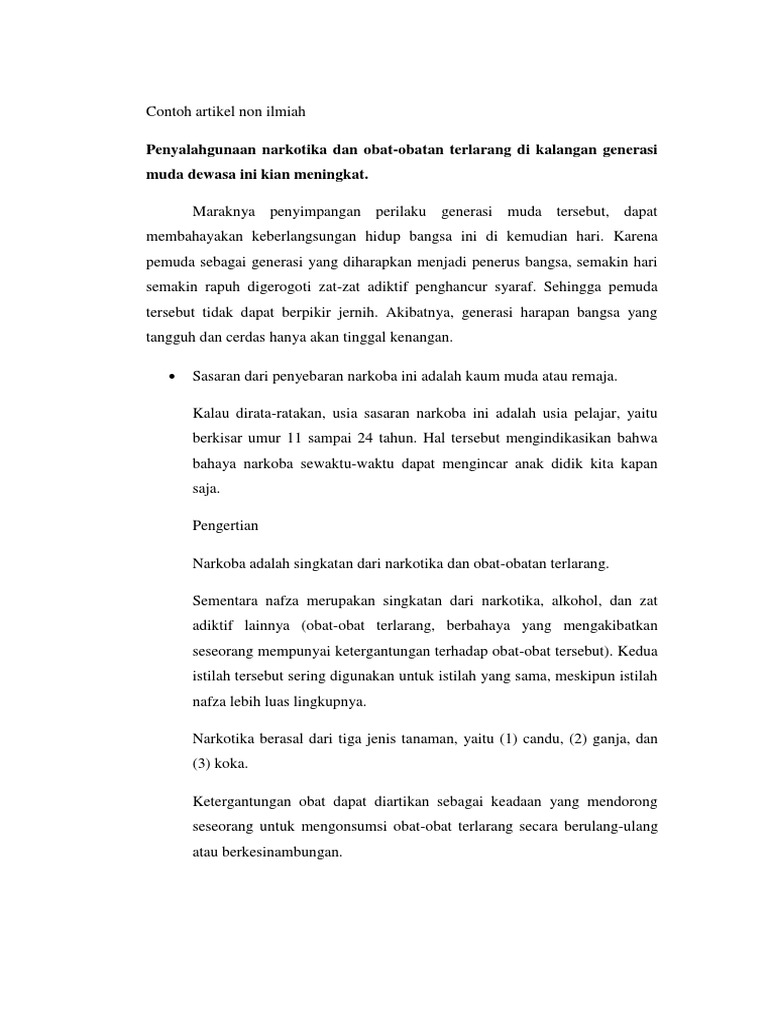 Contoh Artikel Non Ilmiah