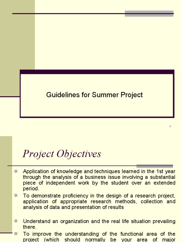 Summer Project Guidelines for Trainees | PDF | Sampling (Statistics ...