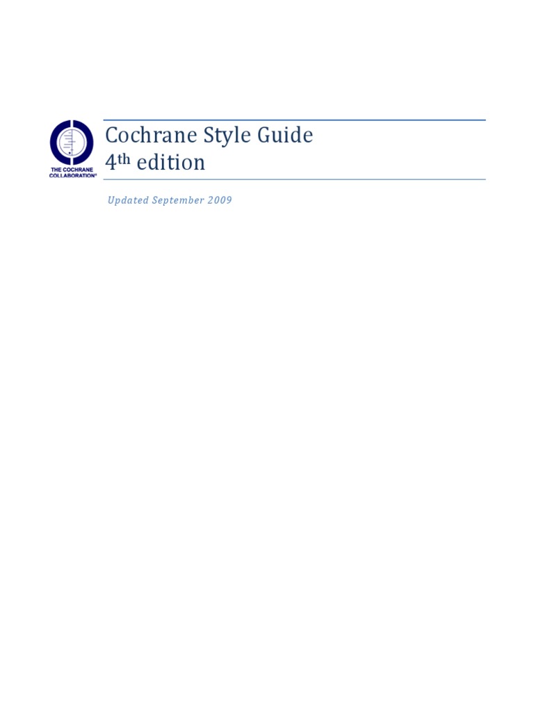 Cochrane Style Guide 4 Edition Updated September 2009 PDF Acronym