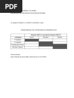 Cronologia de tarefas a serem desenvolvidas