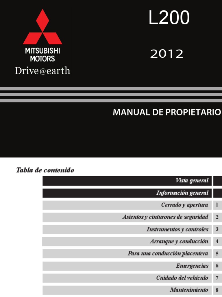 2018 MITSUBISHI L200 OWNERS MANUAL PDF visual data 7